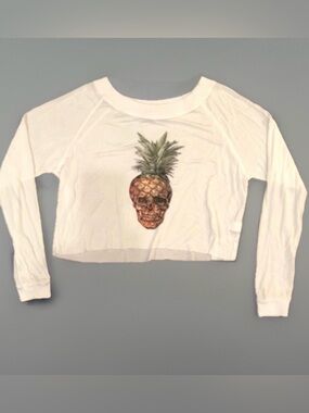 Hippe Beach Bum Vintage Pineapple Skull Cropped top
